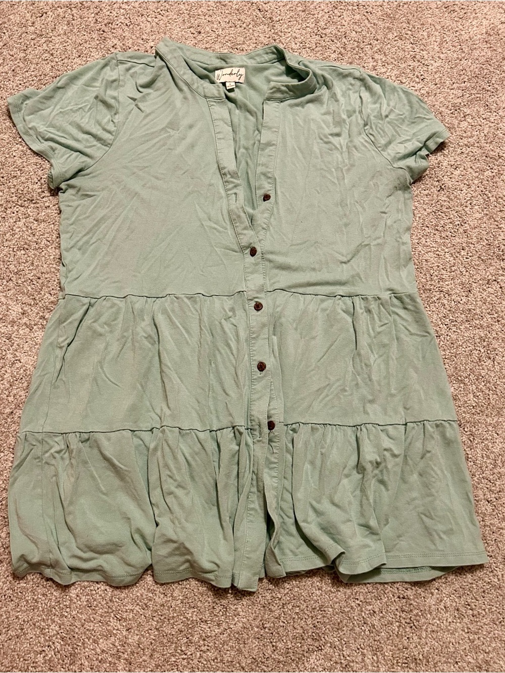 Wonderly Maternity Sage Green Tiered Button-Front Top